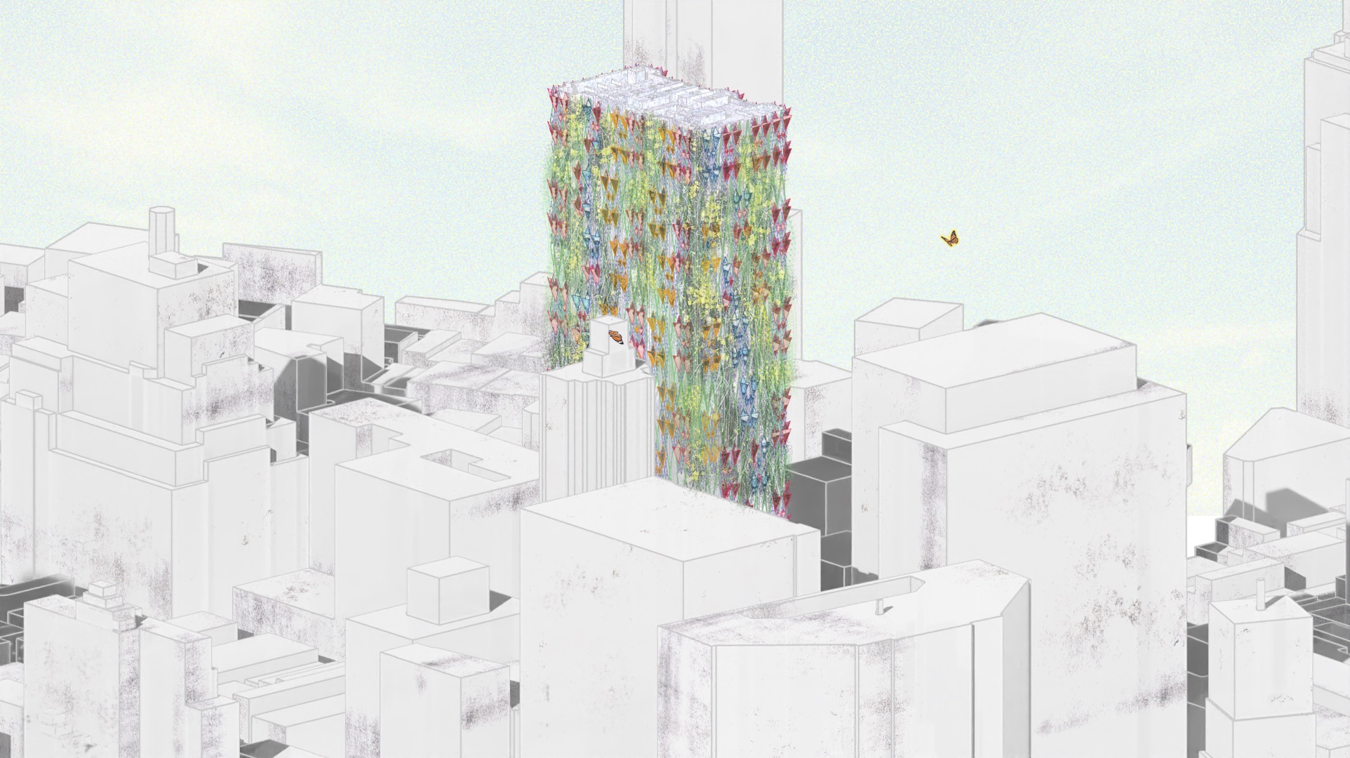 Aerial context — AT&T Longline building in Red Hook